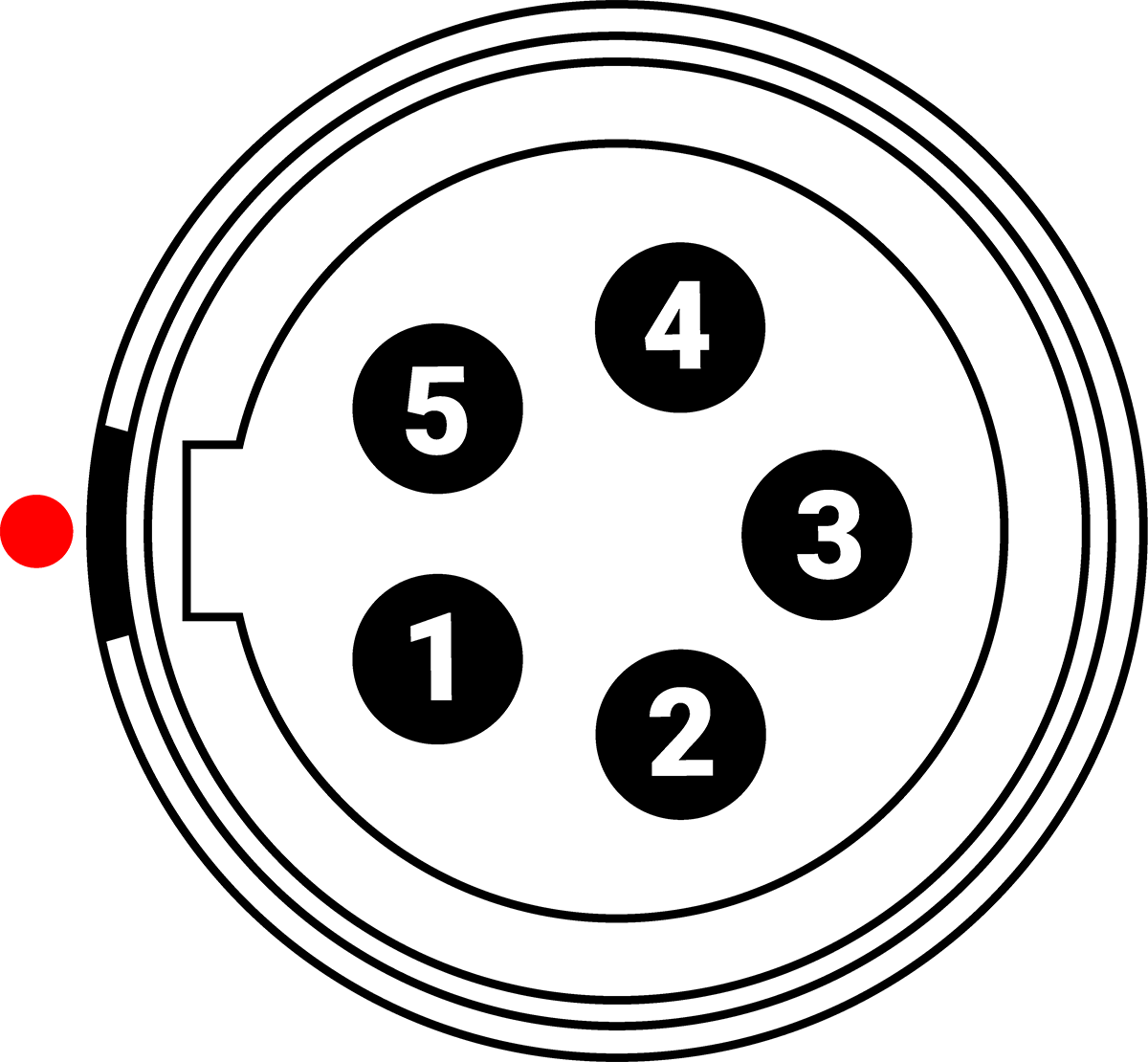 Front Face of the DC In Power Input Connector (Looking at the Camera)